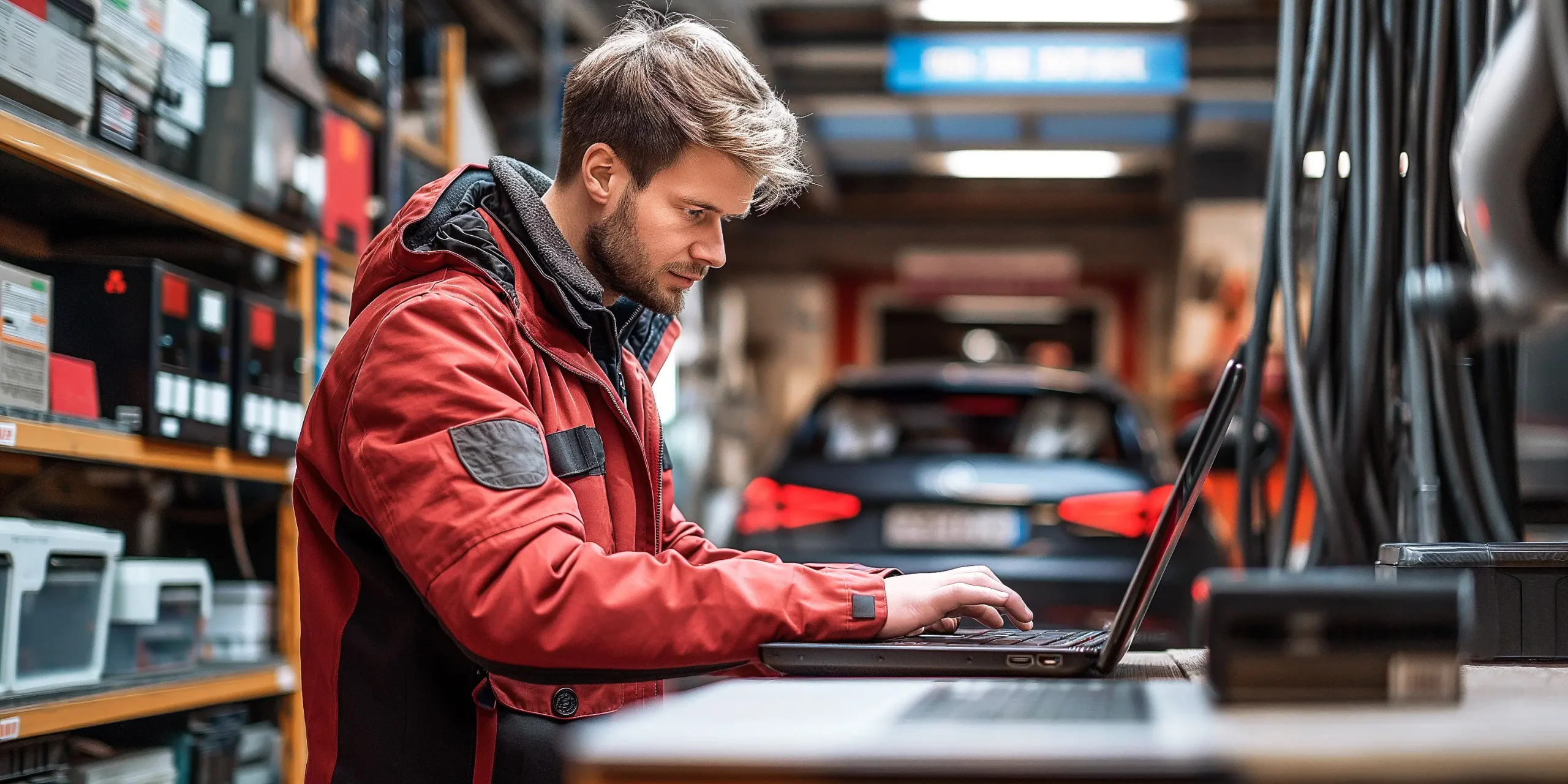 Garagiste sur un logiciel de gestion de garage automobile.