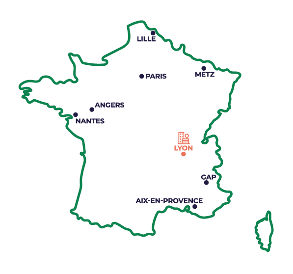 Carte de France avec les implantations de Cilea